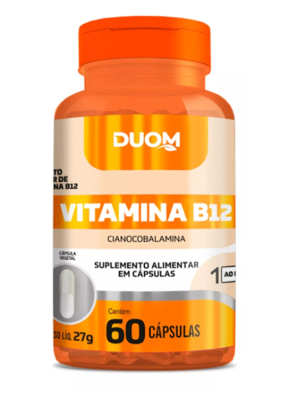 Vitamina B12 DUOM Cianocobalamina 60 cápsulas – Maxxi popular suplementos